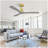 52 Inch Indoor Ceiling Fan Without Light 3 Solid Wood Blades Remote Control Reversible DC Motor
