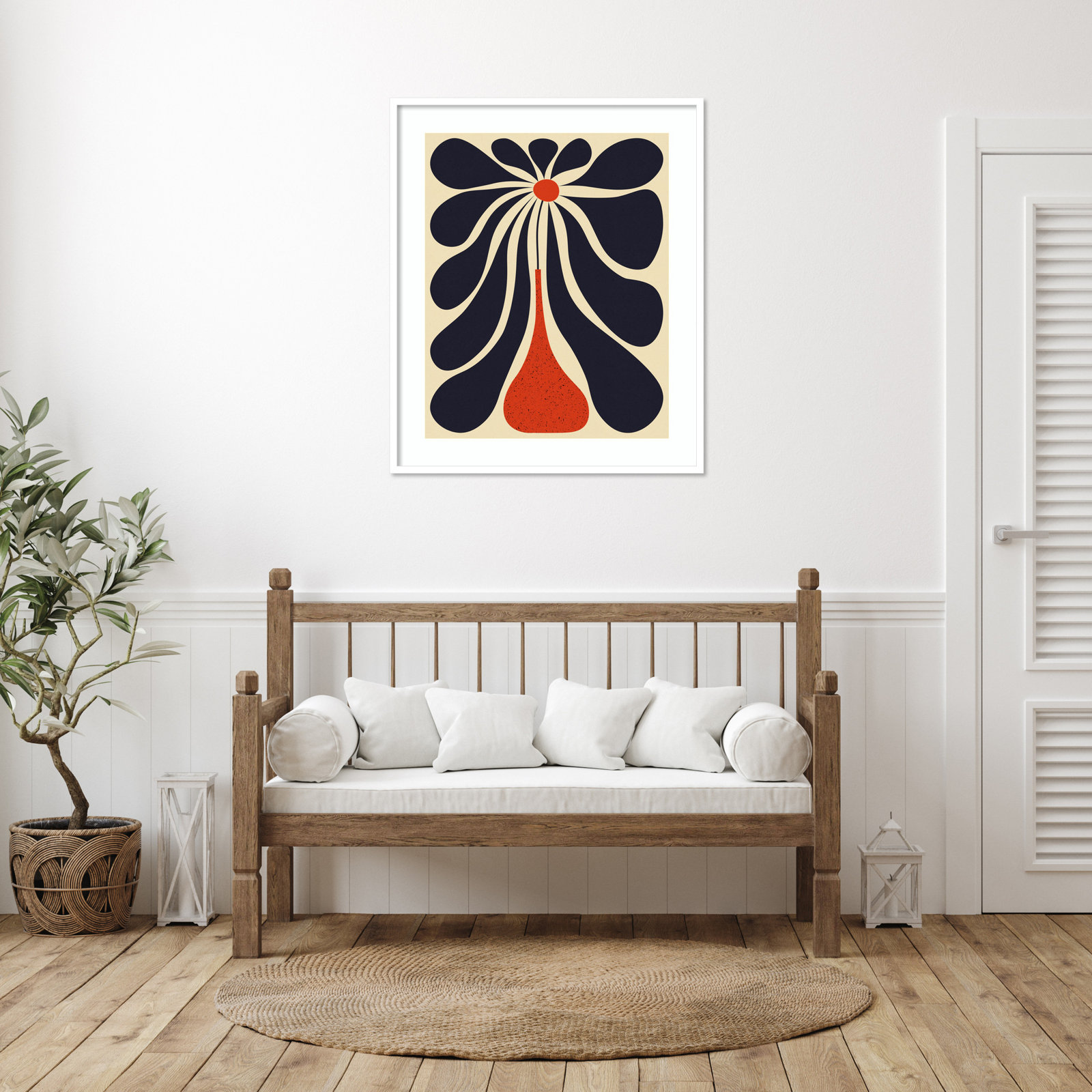Lazy Flower Print by Alisa Galitsyna, White Framed, 40" H x 33" W