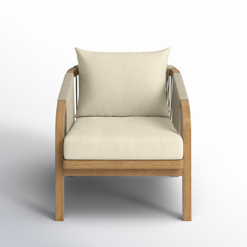 Chaise de patio en bois avec coussins Chameli