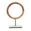 Constantino Mango Wood Circle Geometric Decorative Brown Sculpture with Marble Stand
