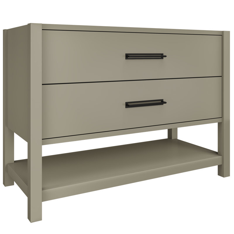 Kiawah Two-Drawer Single Bath Vanity, French Olive, 48", Matte Black