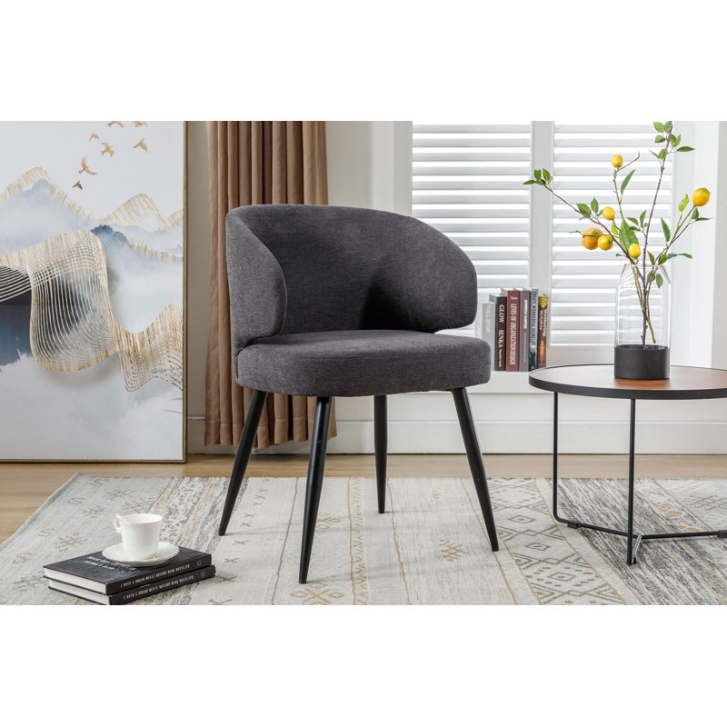 Emireth Fabric Upholstered Dining Chair with Steel Legs, Dark Gray