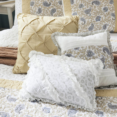 Courtepointe jaune pour chambre double / grand - 6 pièces avec coussins respirants