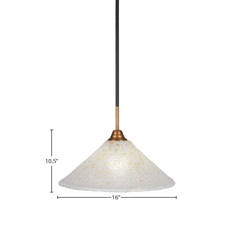 Luminaire suspendu suspendu à la tige Achen présenté en verre glacé noir mat et laiton, H 10,5 po x l 16 po x P 16 po, Coloré