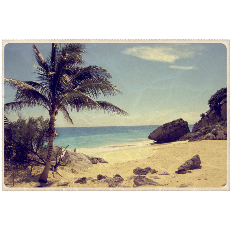 Palm Tree On A Mexican Beach by Jitalia17 - Wrapped Canvas Print, 20cm H x 30cm W x 3.8cm D