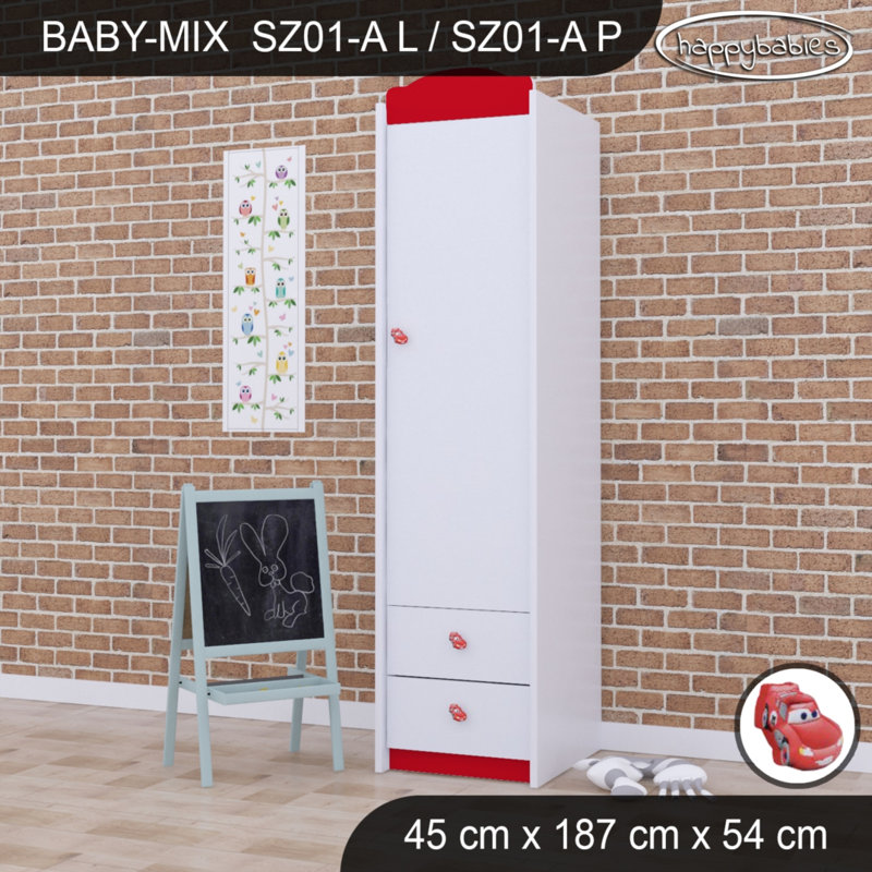 Baby Mix Car 1 Door Wardrobe, Red