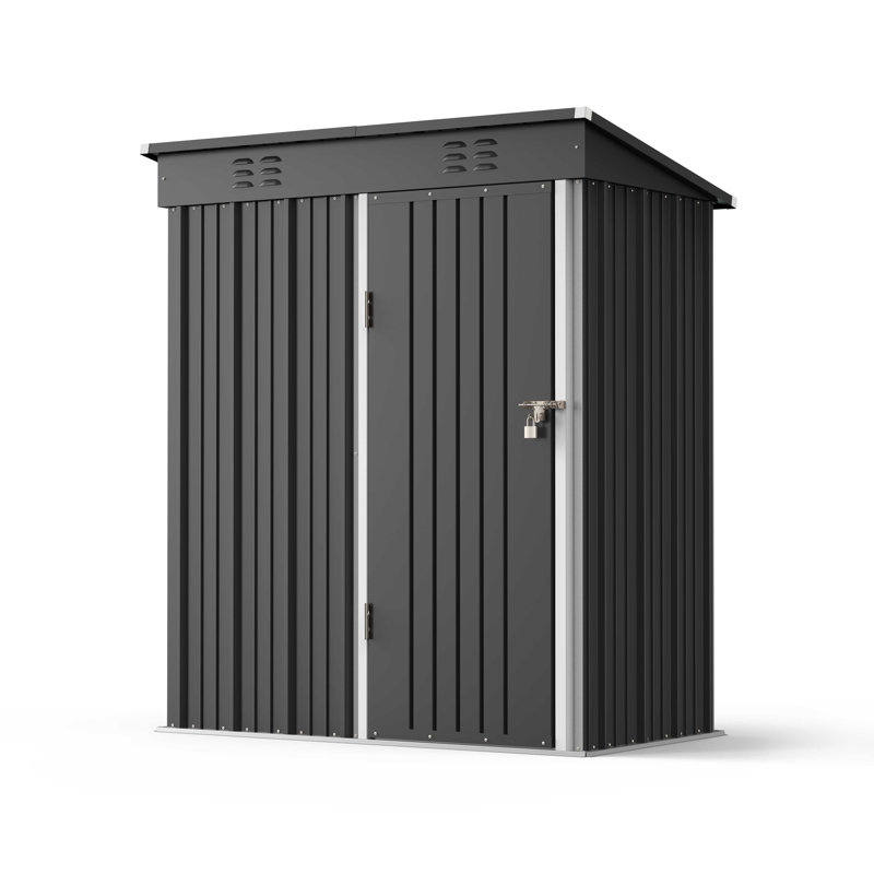 Aiho 5 ft. W X 3 ft. D Metal Vertical Storage Shed, Grey