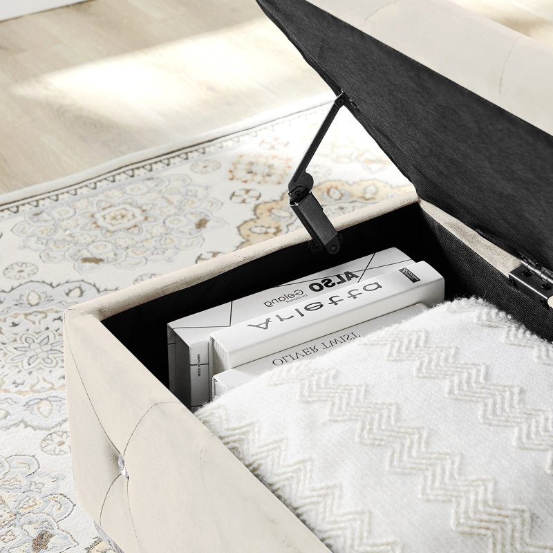 Banc de rangement repose-pieds, Blanc crémeux