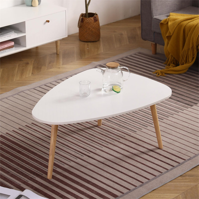 Egg Shape Coffee Table With Modern Design, 16.14" H x 31.1" W x 23.62" D