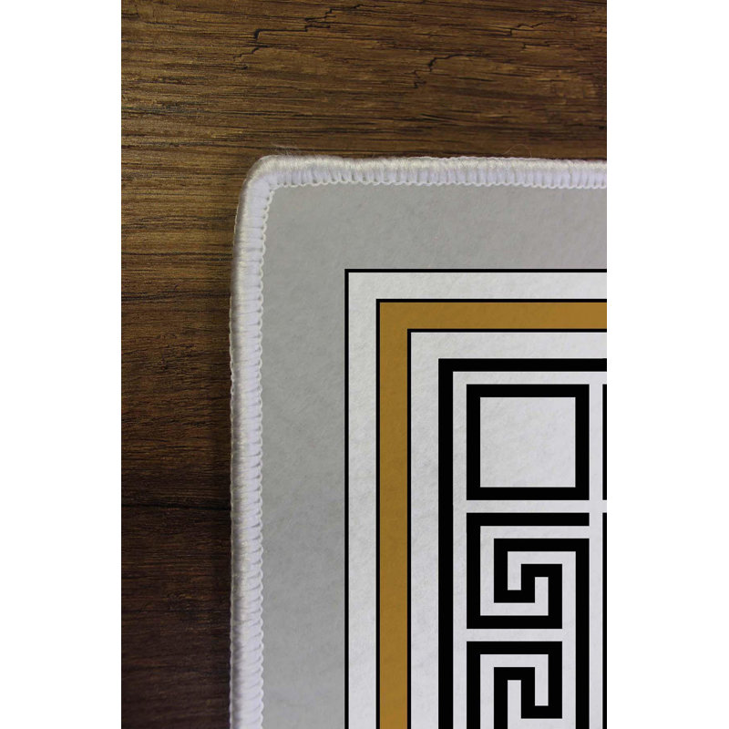 Tapis tissé élégant (4 x 6 pieds), 100% polyester, d'une hauteur de poils de 0,3 po | Pois antibactérien antidérapant en PVC | Lavable à la machine, impression numérique en 3D | Parfait pour le salon, la chambre à coucher et le bureau