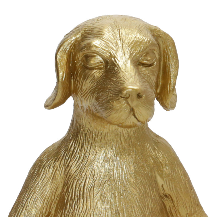 Polyresin 7 Yoga Dog Figurine - Gold