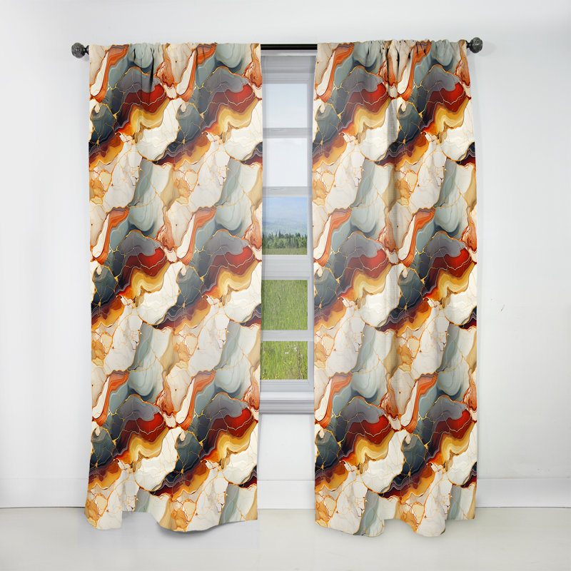 Beauty Marble Pattern I - Abstract Marble Curtain - Velvet Room Darkening - 1 Panel, 52" W x 90" L