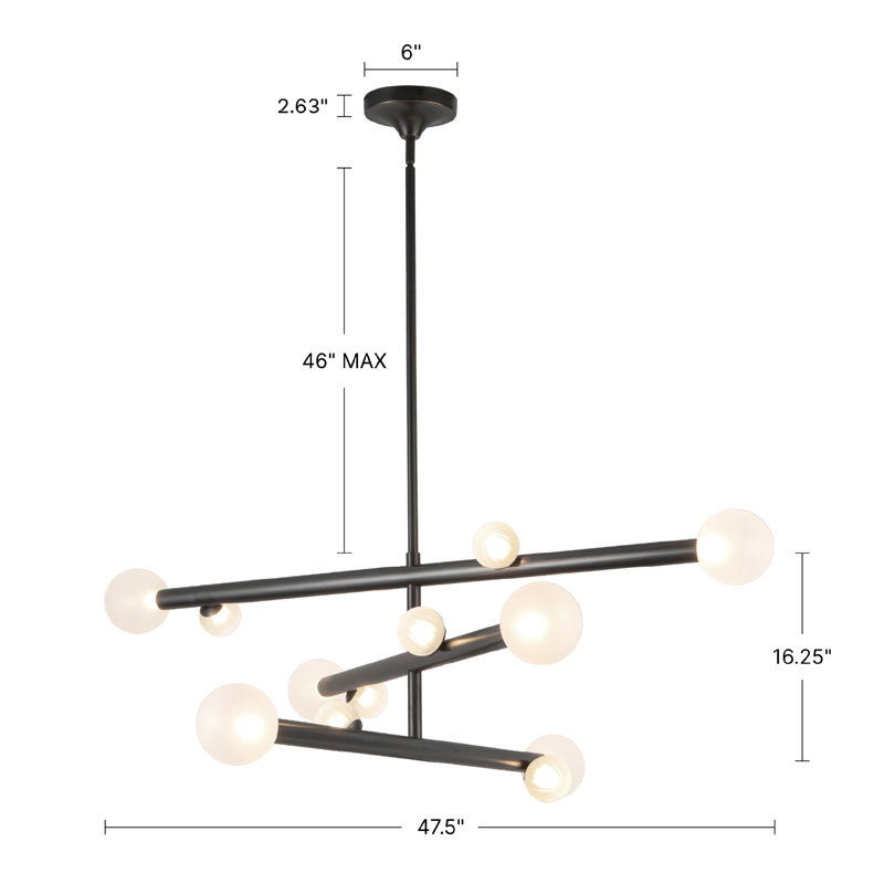 Reese 48-in Urban Bronze Dimmable LED Chandelier with Amber Glass, Urban Bronze/Amber Glass