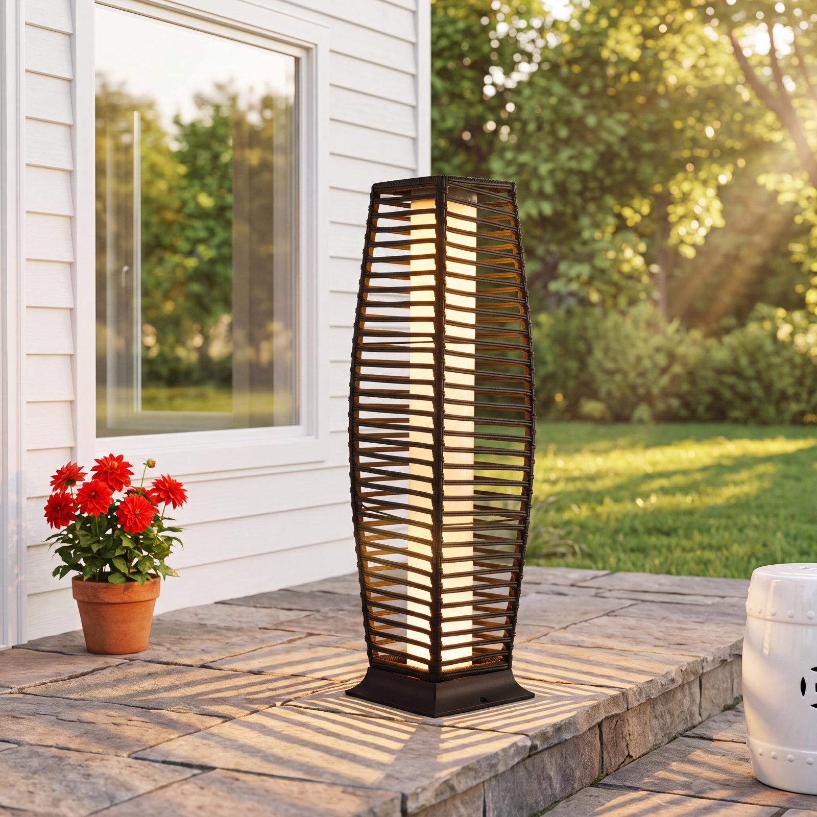 Freida Solar Wicker Floor Lamp, 31" H x 8.3" W x 8.3" D