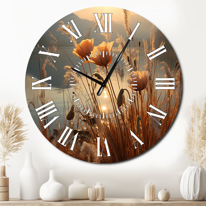 Horloge murale Sunset Wildflower Serenade - Wildflowers, Surdimensionné
