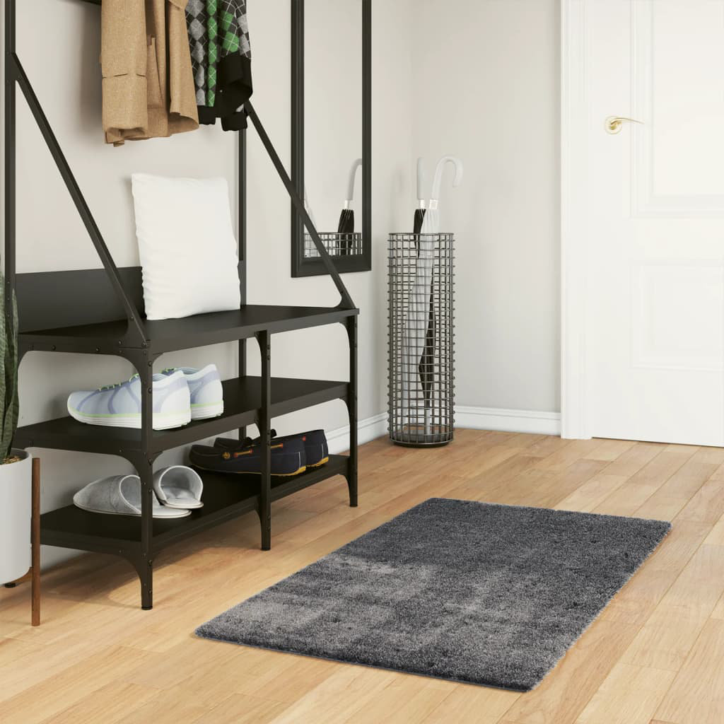 Rug "HUARTE" Short Pile Soft and Washable Anthracite