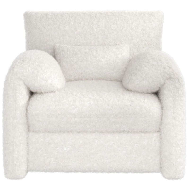 Fauteuil surdimensionné avec accoudoirs confortables Mid-Century, Ourson blanc