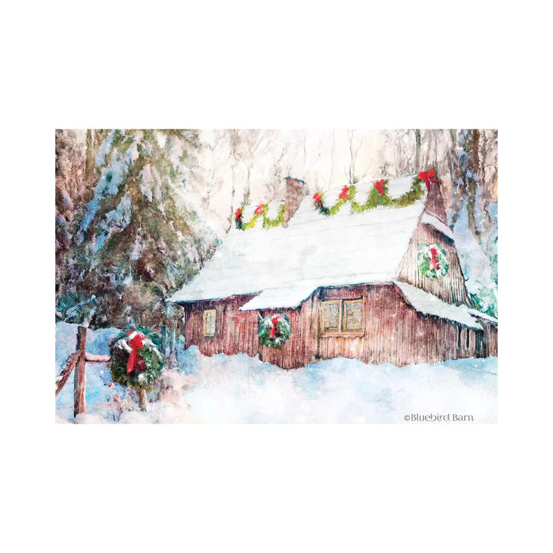 Snowy Christmas Cabin by Bluebird Barn - Wrapped Canvas Painting, 66.04 cm H x 45.72 cm W x 1.91 cm D