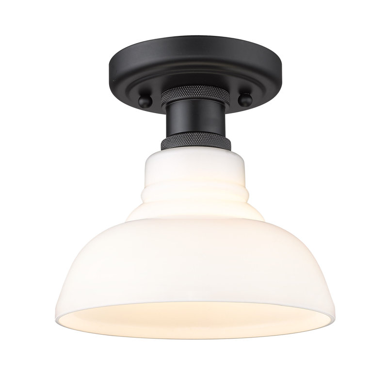 Plafonnier encastré Searcy, Noir mat, Verre de lait rétro