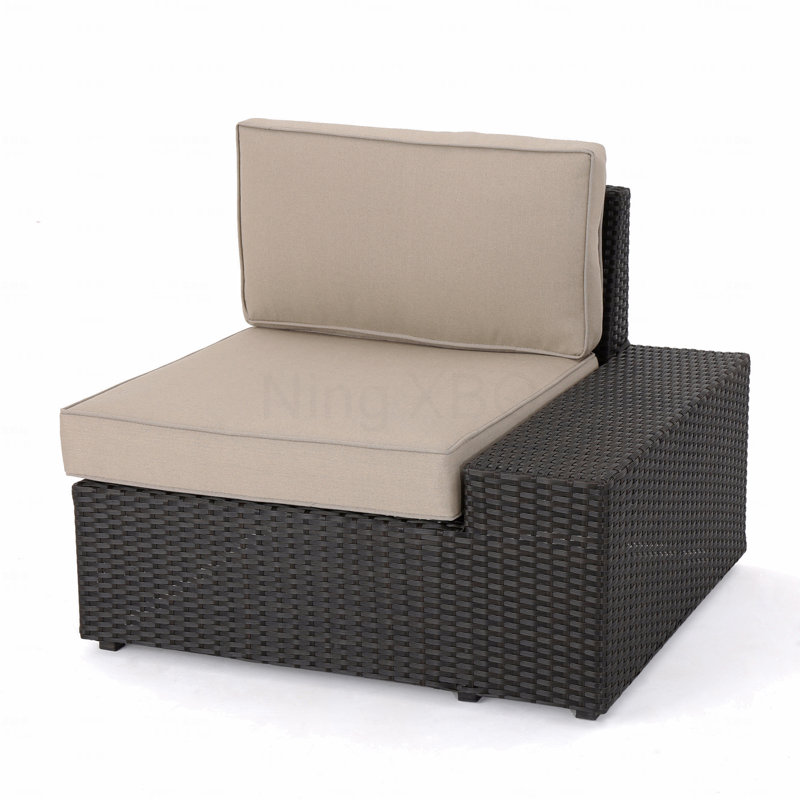Fauteuils de patio (gauche et droite), Coussin beige / structure brun foncé