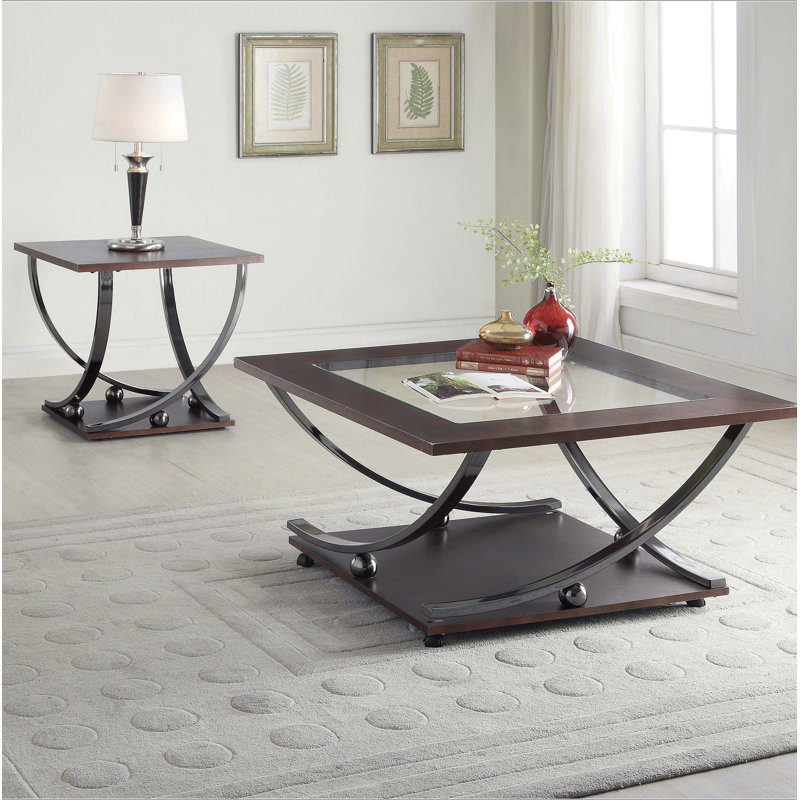 Table de bout en nickel noir avec tablette inférieure