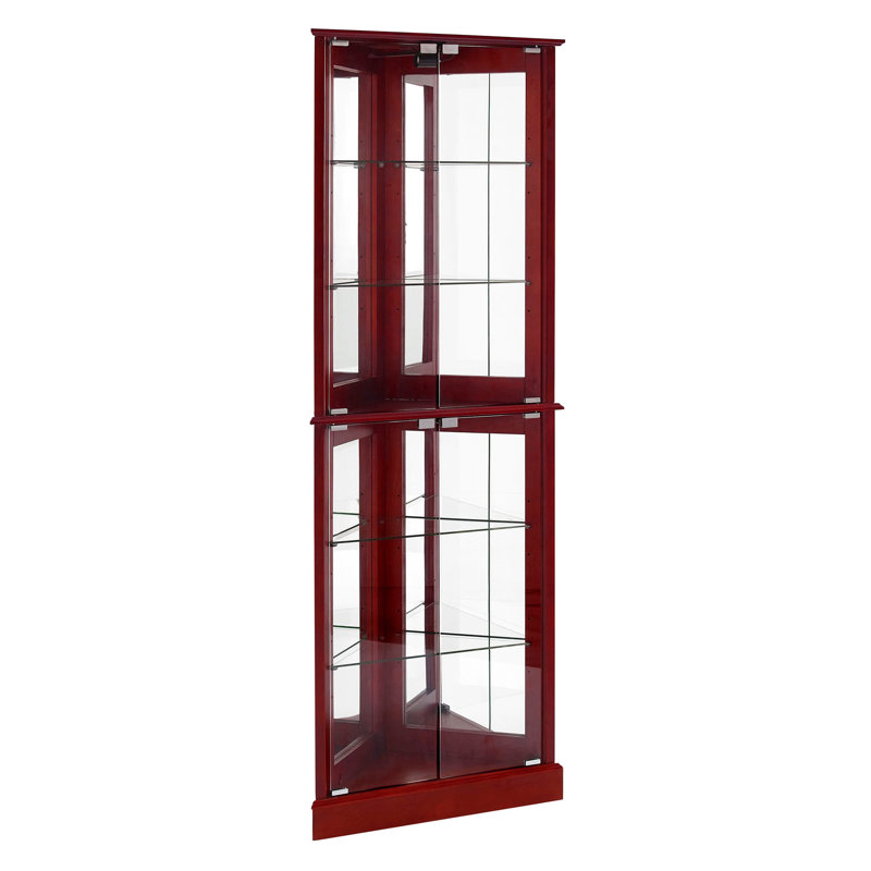 Vitrine de coin avec lumières - Miroir à dossier en cerisier réglable avec personnalité et intérêt pour la Chine, Cerisier