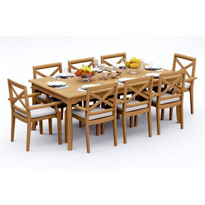 5 Pcs Grade-A Teak Wood Dining Set: 83" Rectangle Table And 4 Granada Stacking Arm Chairs #11GR1804