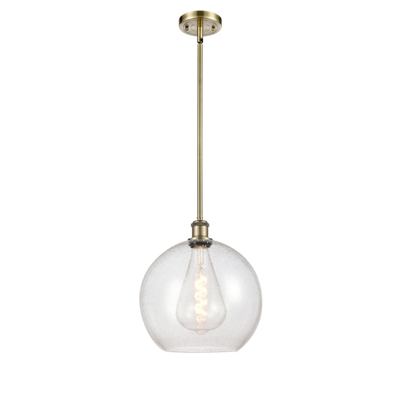 Luminaire suspendu sphérique 1 lumière Cindi, Laiton antique, H 14,38 po x l 11,75 po x P 11,75 po, DEL