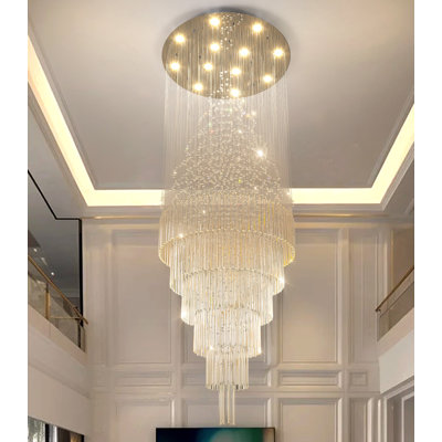 Glam Crystal Chandelier With Led Dimmable Bulbs