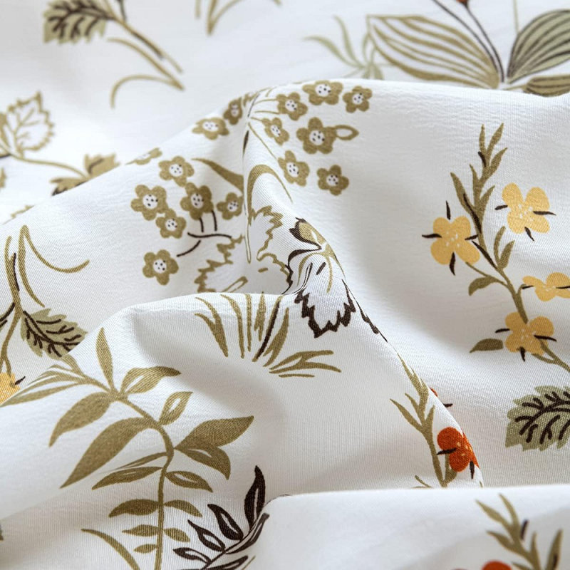  Housse de couette Floral, Housse de couette grand et 2 taies d'oreiller stan