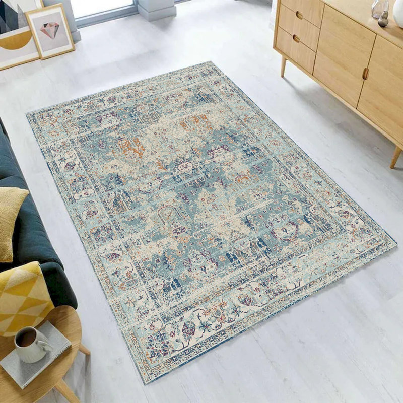Tapis gris et bleu Heirloom, Tapis de couloir 2 pi 6 po x 7 pi 6 po