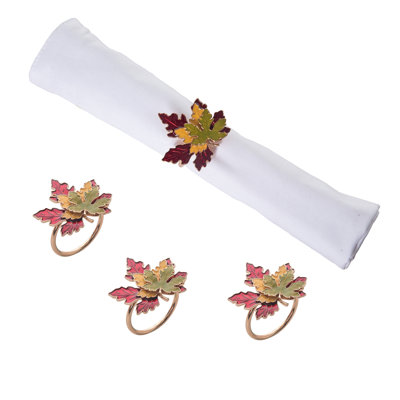 Maple Leaves Napkin Ring Set of 4