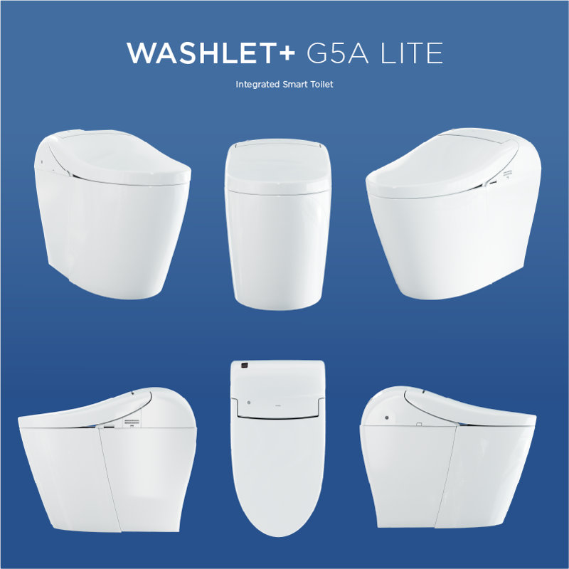 TOTO® WASHLET® G5A Lite 1.2 or 1.0 GPF Smart Toilet with Integrated Bidet Seat and CEFIONTECT®, Cotton White - MS7421CEMFG#01