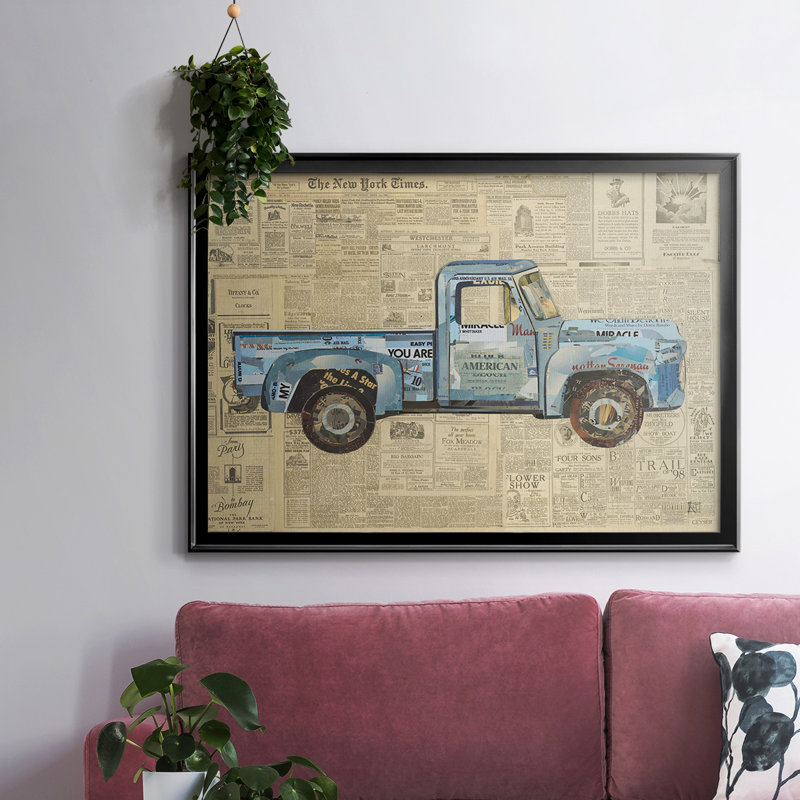 George's 53 Ford, H 14 po x l 20 po x P 1,5 po, Toile encadrée noire à coins fermés