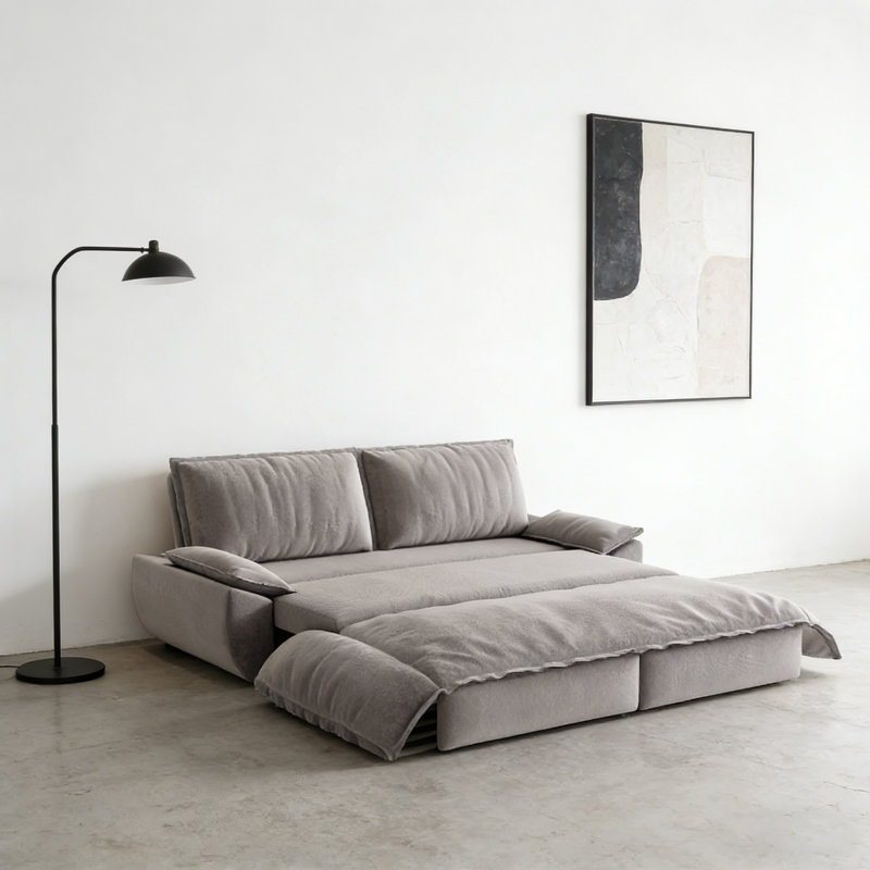 Canapé-lit escamotable grand 73,2 po, H 36 po x l 73,2 po x P 33,1 po, Velours gris velours