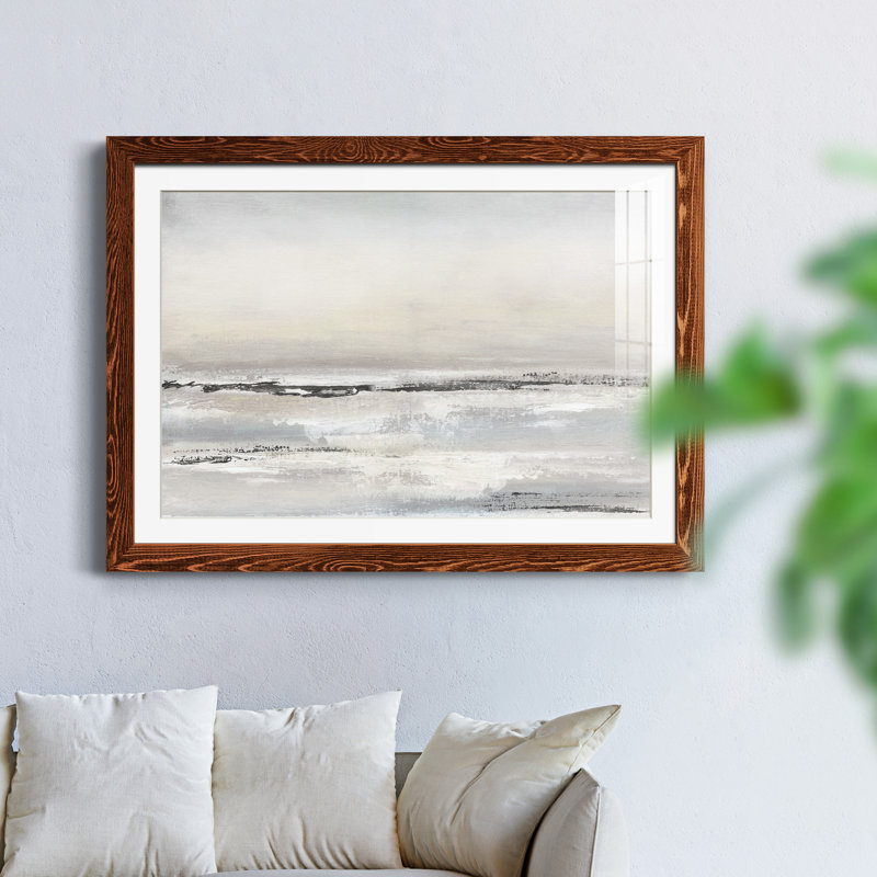 Distant brouillard - peinture encadrée, H 31,5 po x l 23,5 po x P 1,5 po, Cadre en érable