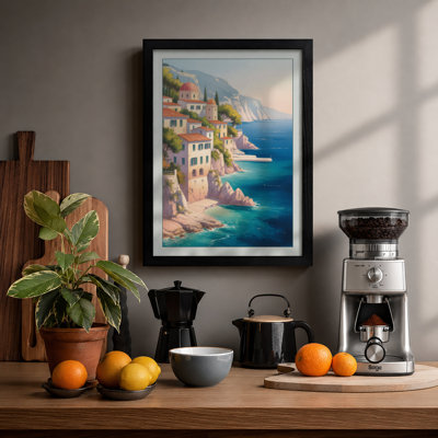 Clifftop Mediterranean Village Coastal - Print
