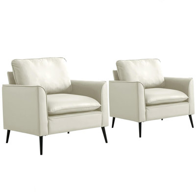 Cat Paw Leather Upholstered Sofa 2PC,Nordic Retro Light Luxury Living Room Balcony Bedroom Single Casual Sofa Chair