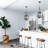 25" 4-Light Modern Fish Bowl Chandelier, Textured Gray + Black Finish