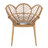 Kirk Outdoor Wicker Peacock Shape Papasan Style Chair, Teak Finished Leg, Light Brown Faux Rattan And Beige Cushion, Set Of 2