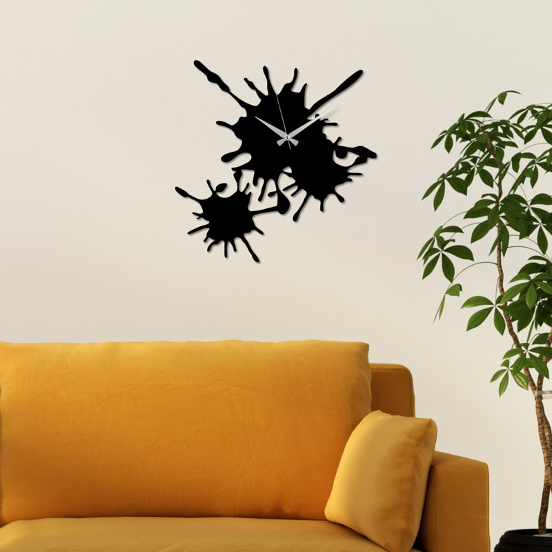 Horloge murale noire élégante 19,3 po x 19,3 po | Fabrication 100% métal, épaisseur: 0,06 po | Mécanisme silencieux, conception murale facile à suspendre | Parfait pour la décoration de la maison ou du bureau, élégant et fonctionnel