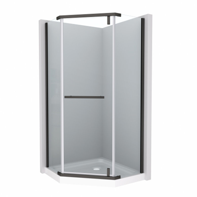 Porte de douche pivotante sans cadre avec verre trempé Neo-Angle, Noir