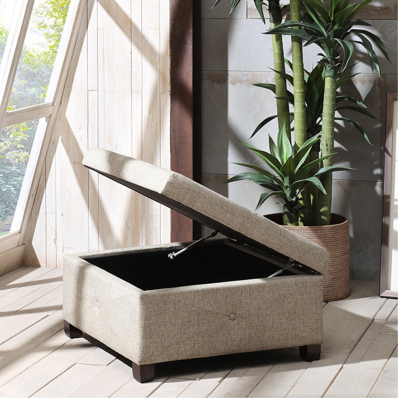 Pouf de rangement à fermeture en douceur, Sable