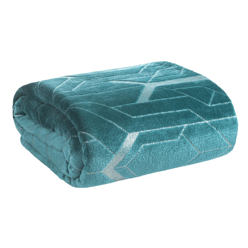 Polyester Geometric Shapes Bedspread, Turquoise