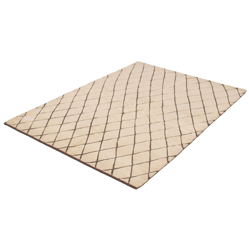 Tapis unique en laine noué à la main crème de 6 pi 3 po x 9 pi 1 po Theodora