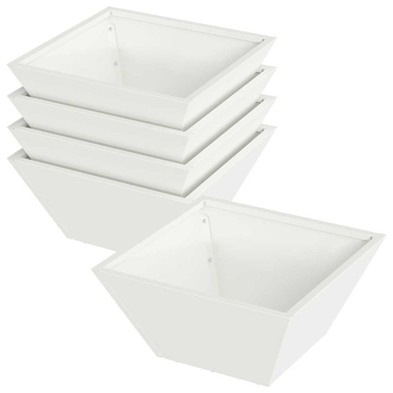 Garden Planter Decor Metal Trapezoidal Outdoor Modern Terrace Holder, 15cmH x 35cmW x 35cmD, White