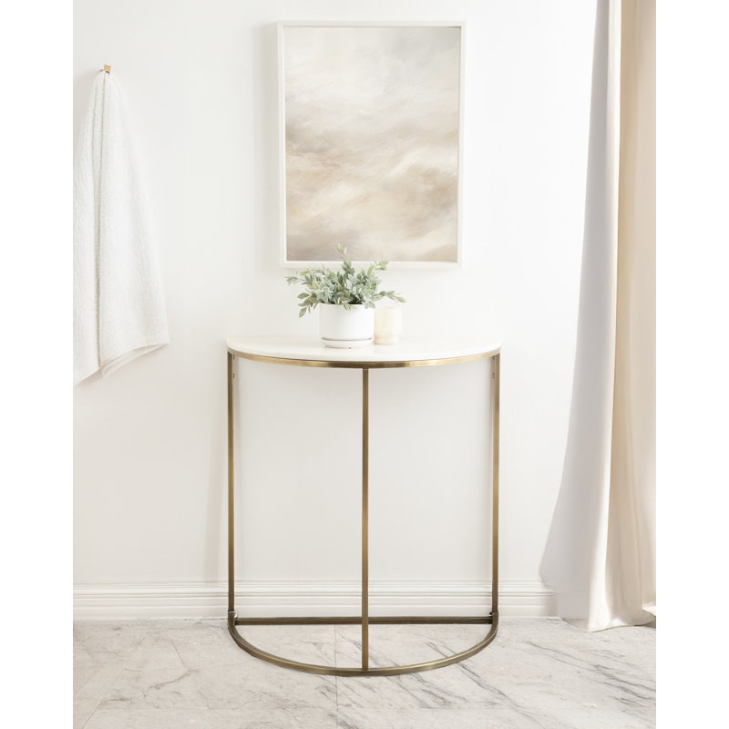 Console en marbre et métal demi-cercle, Doré