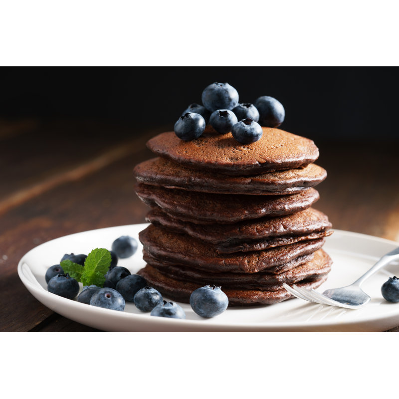 Chocolate Pancakes With Blueberry - Wrapped Canvas Print, 30cm H x 46cm W x 3.8cm D