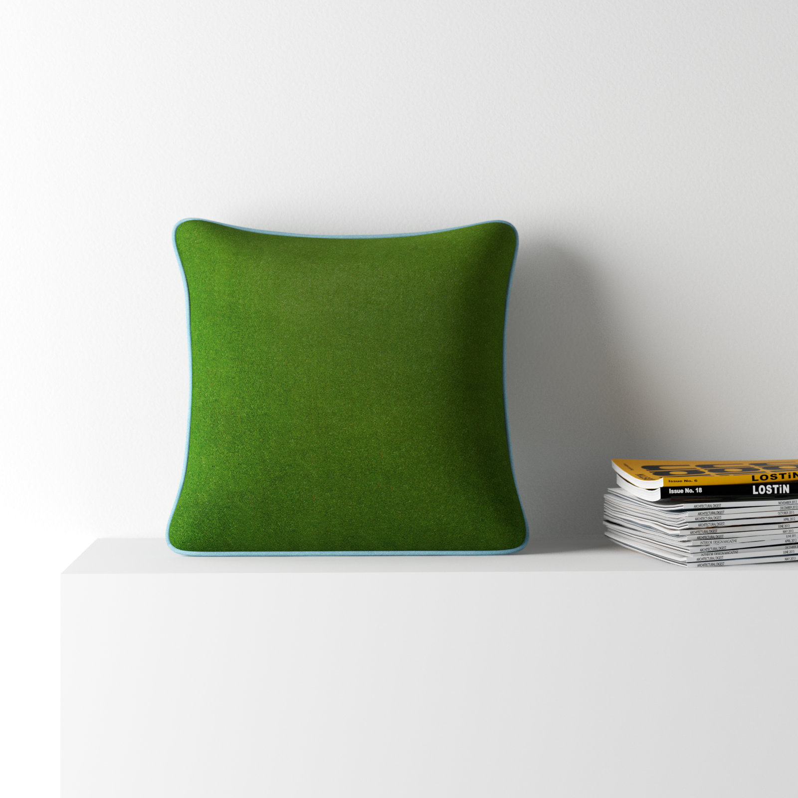 Lombard Wool Throw Pillow, Grass Green/Denim, 18" x 18", Pillow Cover Only - No Insert