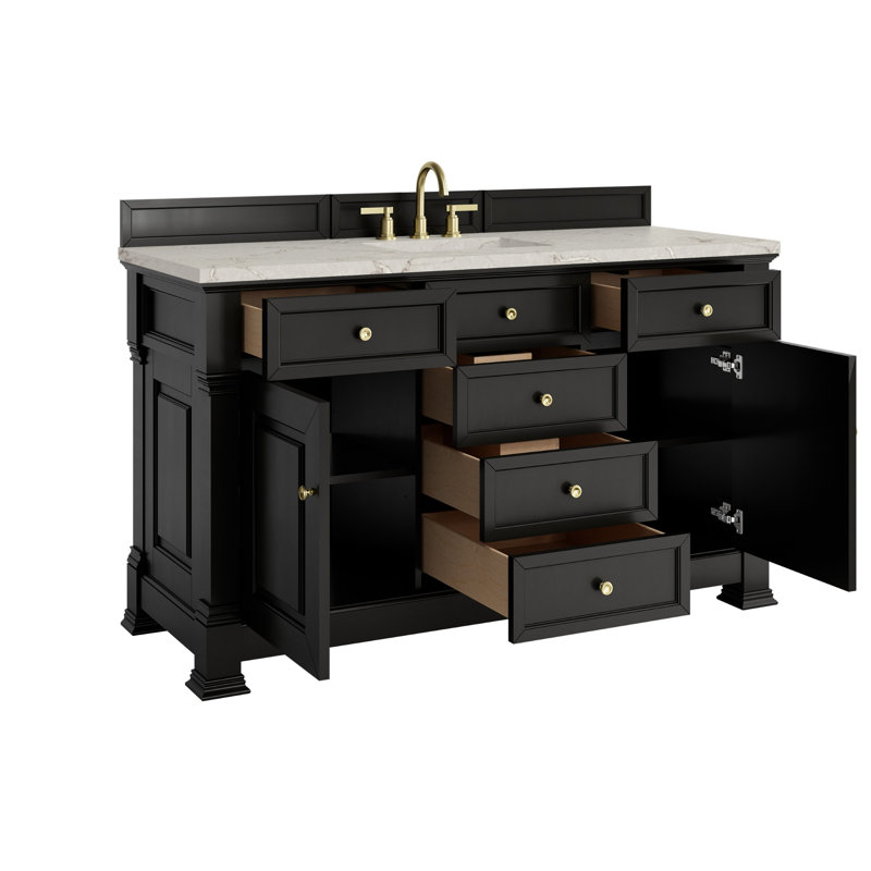 Brookfield Single Vanity, Widespread, Victorian Silver, Black Onyx